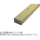 ACQ防腐木材 ツーバイ材 【約38×63×1830mm】[2×3]<O>