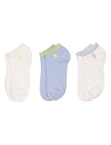 Ralph Lauren Womens Sport Socks Small Pony Pale Blue/White 3Pack