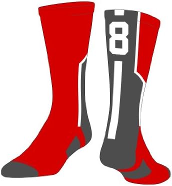 TCK Player Id Red Custom Number Crew Sock (SINGLE SOCK)