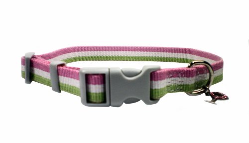 Striped Cotton Dog Collar, 5-Inch Wide, Adjustable 12 - 18-Inch