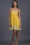 Strapless Yellow Eyelet Trim Dresses by Shoshanna