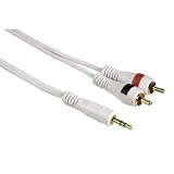 Hama MP3 to Amplifier Connection Cable, 3.5mm Jack to 2 RCA (phono), 2m - White
