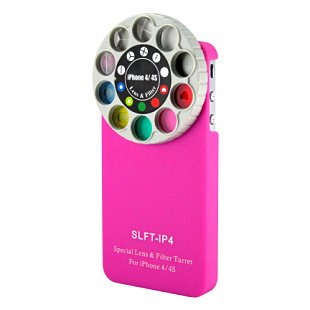 Minidandan Funny Special Lens and Filter Turret Camera Phone Case for Apple Iphone 4 and 4s (hot pink)