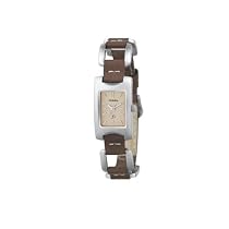 Fossil ES1117 Stainless Steel Ladies Analogue Champaign Dial Leather & Stainless Steel Strap Watch