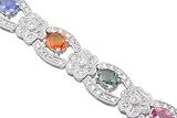 14KT White Gold 7.05 cttw. Multi Sapphire & Diamond Bracelet