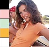 Women's Newport Sheer Pique Polo with Ribbon Trim Top Tee - T-Shirt