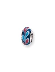 Blue and Red Glass Charm for 3mm Charm Bracelets