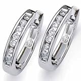 14kt White Gold Waterway Diamond Hoop Earrings