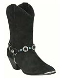 American West Black Suede Boot with Turquoise Harness