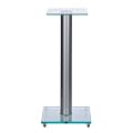 1 Paar Boxenst�nder V1 Klarglas/silber aus Glas / Alu mit Spikes, 1 S�ule, mit Kabelkanal