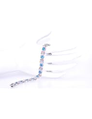 10K White Gold Blue Topaz/Diamond Bracelet
