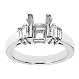 18k White Gold Platinum Prong Head Engagement Setting with Graduated Baguette Diamond Accents (G-H/VS, 1/3 ct. tw.)