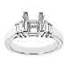 18k White Gold Platinum Prong Head Engagement Setting with Graduated Baguette Diamond Accents (G-H/VS, 1/3 ct. tw.)