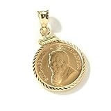 14K Gold 1980 First Year Issue 22K 1/10 Oz Krugerrand Coin Pendant