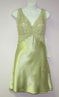 Contessa Di Roma Moss Green Satin Short Chemise