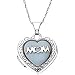 New Sterling Silver Mothers Day Gift Mother of Pearl Heart Shaped Mom Locket Pendant Necklace with Chain