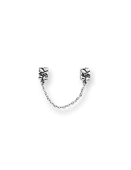 Security Chain with Heart Charms in Silver for 3mm Bracelets