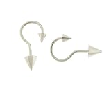Stainless Steel Dangling Hook with Spike - 18G - Body Piercing / Earrings / Eyebrows- Sold as a Pair