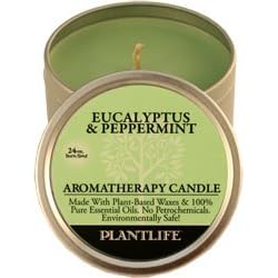 Eucalyptus & Peppermint 100% Essential Oil Aromatherapy Candle- 24 hr. burn time