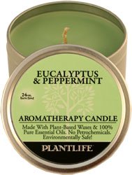 Eucalyptus & Peppermint Aromatherapy Candle- 24 hr. burn time- made with 100% pure essential oils