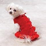 Dog Dress - Red Velvet Party Dress - XX-Small (XXS)