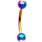Rainbow Anodized Titanium Gem Ball Eyebrow Ring