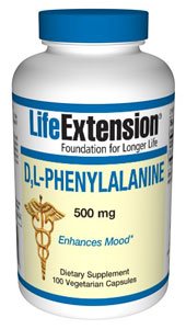Life Extension D-L-phenyalanine Vegetarian Capsules, 500 mg, 100 Count