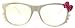 Kitty Whiskers Nerd White w/Pink Polka Dot Bow Clear Lens Glasses