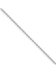1.3mm Solid 14K White Gold High Polish Classic Rolo Link Chain Necklace with Spring-Ring Clasp - 20" inches