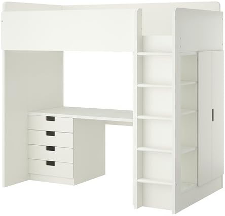 STUVA, Loft bed with 4 drawers/2 doors, white