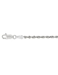 2.5mm 14k white gold diamond cut rope chain 18 inch