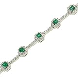Diamond(1.17ct) Bracelet with Green Emeralds(1.66ct)