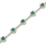 Diamond(1.05ct) Bracelet with Green Emeralds(1.37ct)