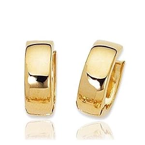 14k Yellow Gold Sleek Elegant Snuggable Huggie Earrings by