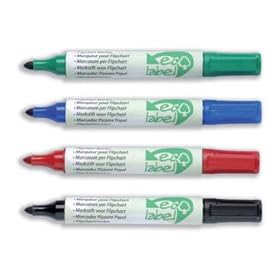 Ecolabel Flipchart Marker Recycled Paper Barrel Water-based Ink Bullet Tip Assorted Ref 268889 [Wallet 4]