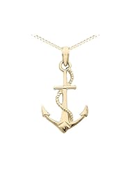 Anchor Pendant Necklace in 14K White Gold with Chain