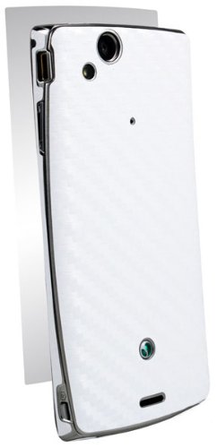 BodyGuardz BZ-ACWXA-0412 Carbon Fiber Armor Stylish Skin Full Body Scratch Protector for Sony Ericsson Xperia arc/arc S - 1 Pack - Retail Packaging - White