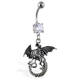 Navel ring with dangling dragon