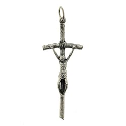 Small Crucifix - Pope John Paul II - Pendant - 1 and 3/4in. Height - IMPORTED FROM ITALY