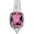 14K White Gold Pink Tourmaline and Diamond Pendant