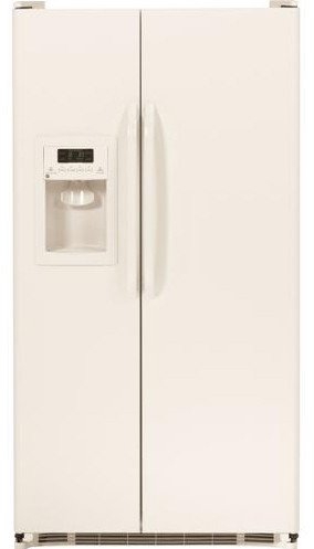 GE GSH25JGCCC 25.3 cu. ft. Side by Side Refrigerator with Spill Proof Glass Shelves, Gallon Door Bins, Adjustable Humidity Drawer and External Ice/Water Dispenser: Bisque