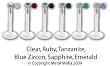 16G BIOFLEX LABRETS WITH PRESS SET GEMS VALUE PACKS LBBIO16VALUEA - 16G 5/16