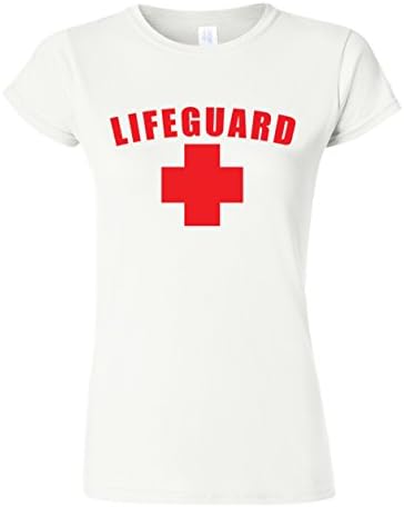 Juniors Womens Lifeguard T-Shirt (Medium, White)
