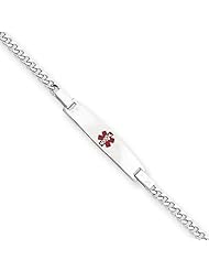 Sterling Silver Childrens Medical ID Bracelet w/Curb Li Length 6"