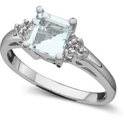 Aquamarine Ring Set in 14k White Gold Featuring Diamond Accents by Ultra Diamonds