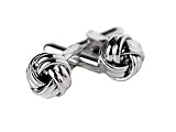 Classic Woven Silver Knot Cufflinks with Presentation Box