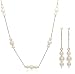 Jewelry : 14k Yellow Gold Pearl Dangle Earrings and Necklace Set