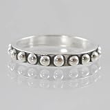 Narrow Sterling Silver Beaded Band Ring size 5, #2594