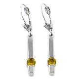 14K White Gold Citrine Bar Earrings