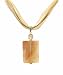 Necklace - N20 - Genuine Semi Precious Gemstone on Five-Strand Organza and Cotton Cord + 2" Extension Chain - Rectangular Shape ~ Tri-Color Jade